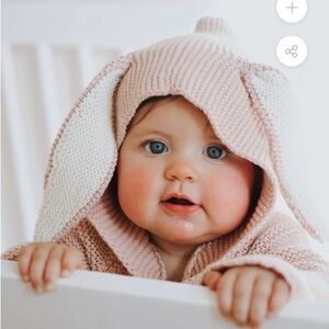 Oeuf knit cardigan with bunny ears 6M